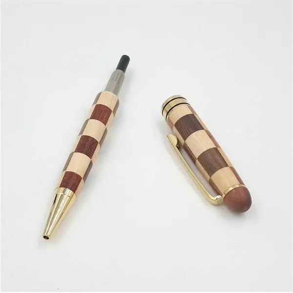 Handcrafted Checkered Wood Ballpoint Pen