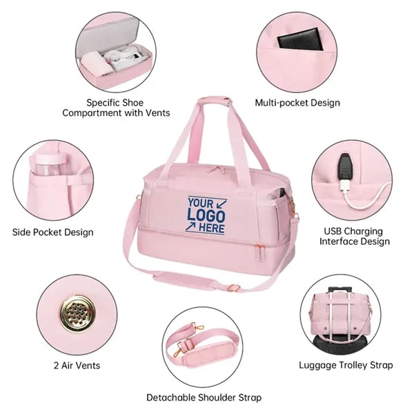 Gym Weekender Travel Duffel Bag for Women Overnight