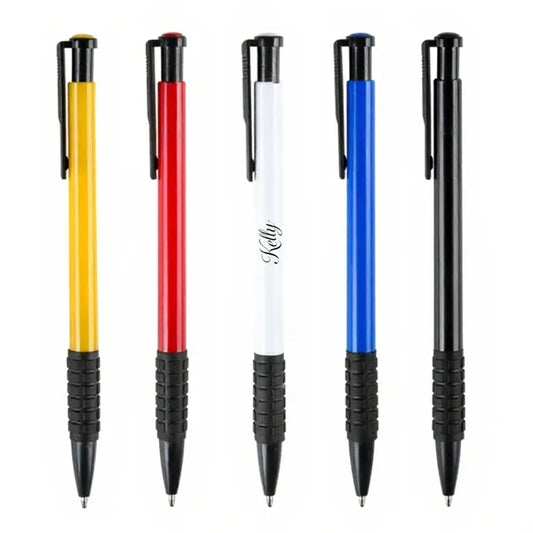 Retractable Plastic Ballpoint Pen w/ Comfortable Grip