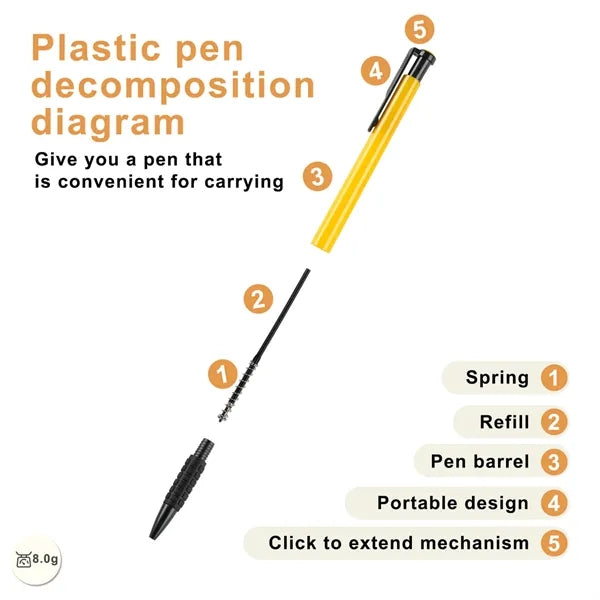 Retractable Plastic Ballpoint Pen w/ Comfortable Grip