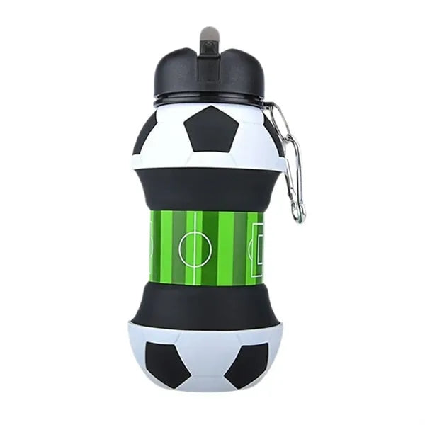 20oz Collapsible Silicone Soccer Water Bottle w/ Carabiner