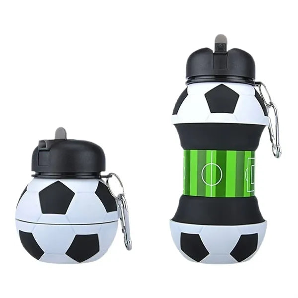 20oz Collapsible Silicone Soccer Water Bottle w/ Carabiner