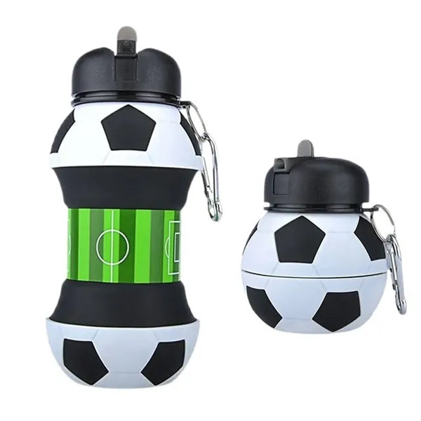20oz Collapsible Silicone Soccer Water Bottle w/ Carabiner