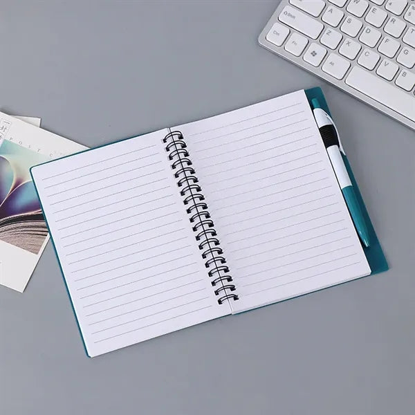 Plastic Cover Spiral Office Notebook w/ Pen