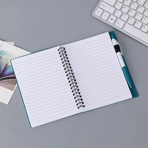 Plastic Cover Spiral Office Notebook w/ Pen