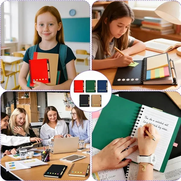 Pocket Spiral Notebook and Pen Set Sticky Notes Journals