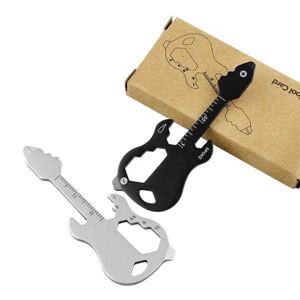 12 in 1 Stainless Steel Guitar Shape Multi Tool Keychain