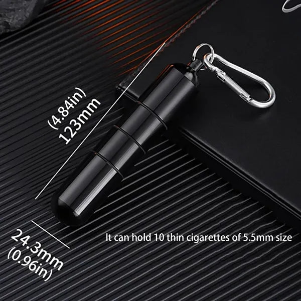 Portable Metal Cigarette Tube Holder w/ Carabiner