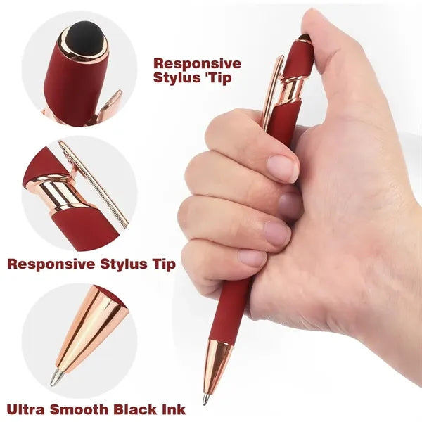 Softy Touch Screen Metal Ballpoint pen With Stylus