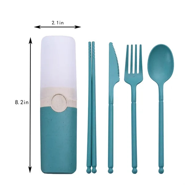 4 Pcs Food Grade Wheat Straw Tableware Set w/ Box