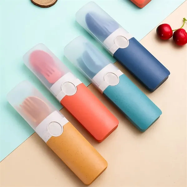 4 Pcs Food Grade Wheat Straw Tableware Set w/ Box