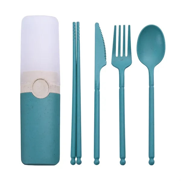 4 Pcs Food Grade Wheat Straw Tableware Set w/ Box