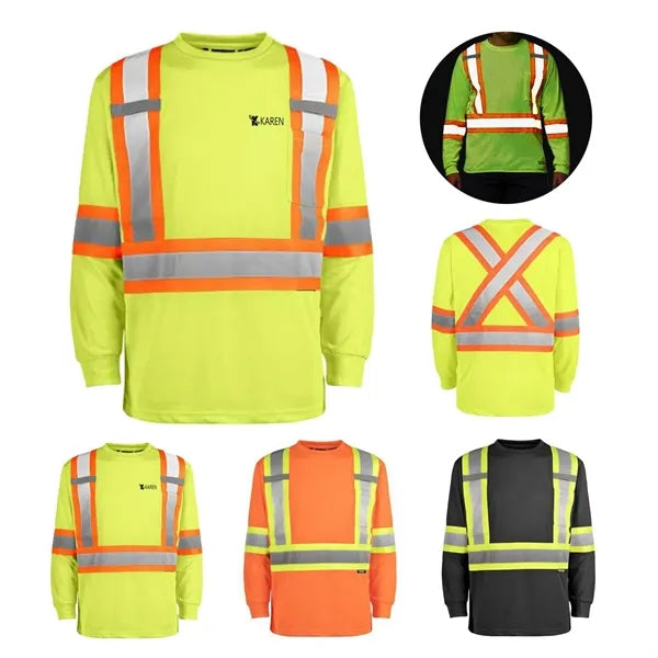 Hi-Vis Reflective Long Sleeve Safety Work Shirt