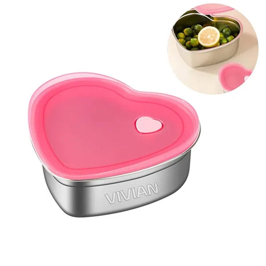 30oz Stainless Steel Heart Cake Containe w/ Lid