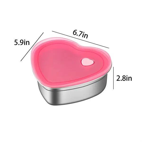 30oz Stainless Steel Heart Cake Containe w/ Lid