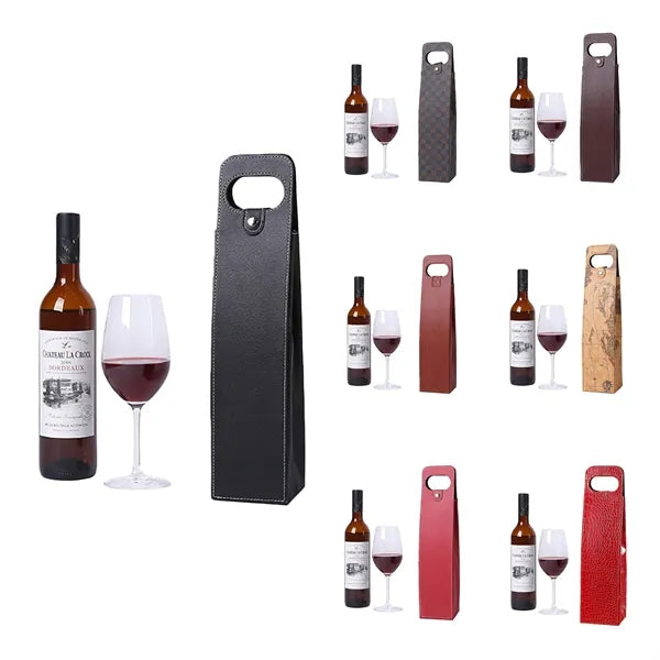 Elegant Foldable Single Wine Leather Gift Bag