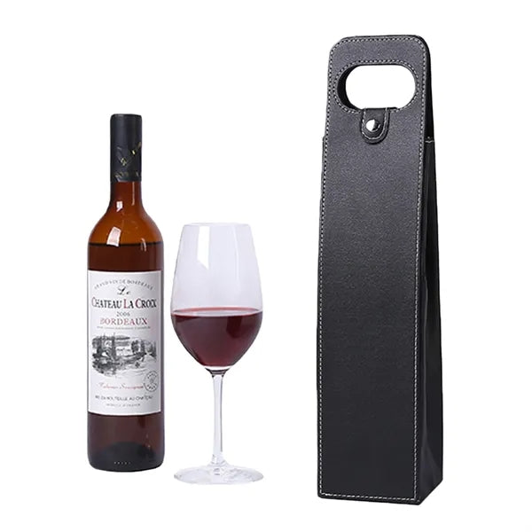 Elegant Foldable Single Wine Leather Gift Bag