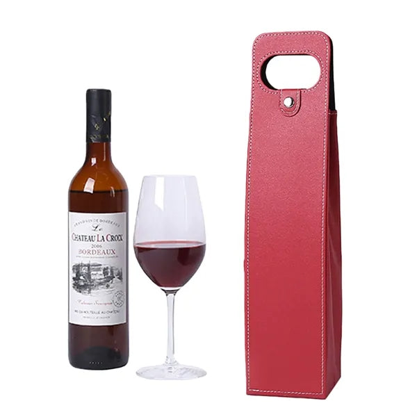 Elegant Foldable Single Wine Leather Gift Bag