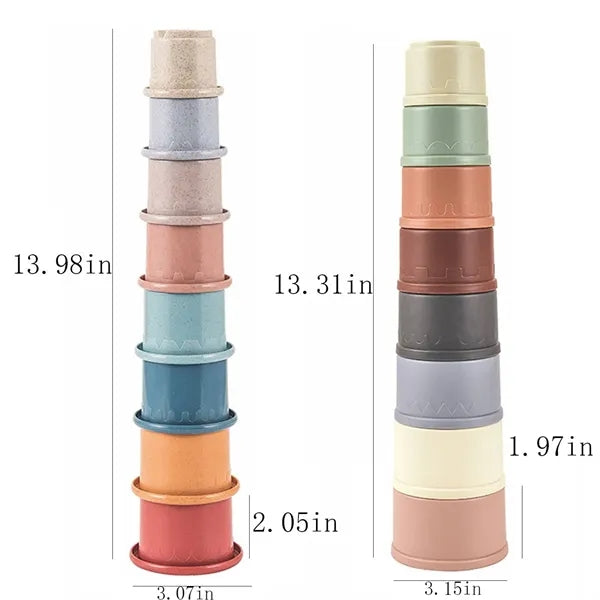 Kids Wheat Straw Stacking Cups Toy Set