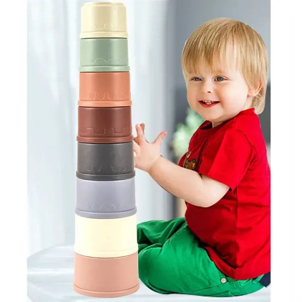 Kids Wheat Straw Stacking Cups Toy Set
