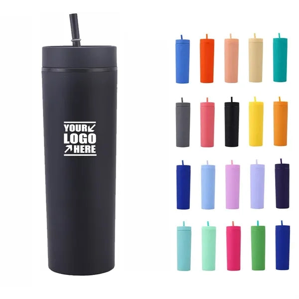 16OZ Skinny Tumbler With Lids And Straws