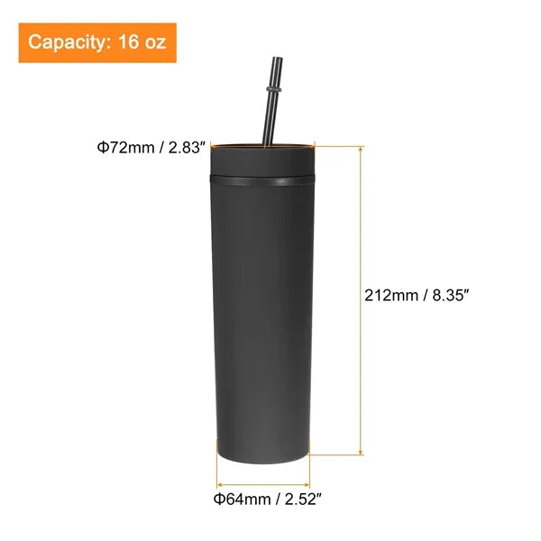 16OZ Skinny Tumbler With Lids And Straws