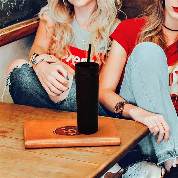 16OZ Skinny Tumbler With Lids And Straws
