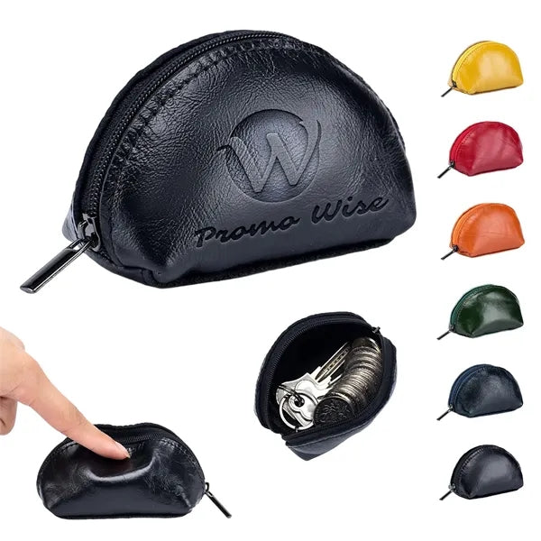 Oil Wax Leather Durable Lightweight Mini Zipper Coin Purse