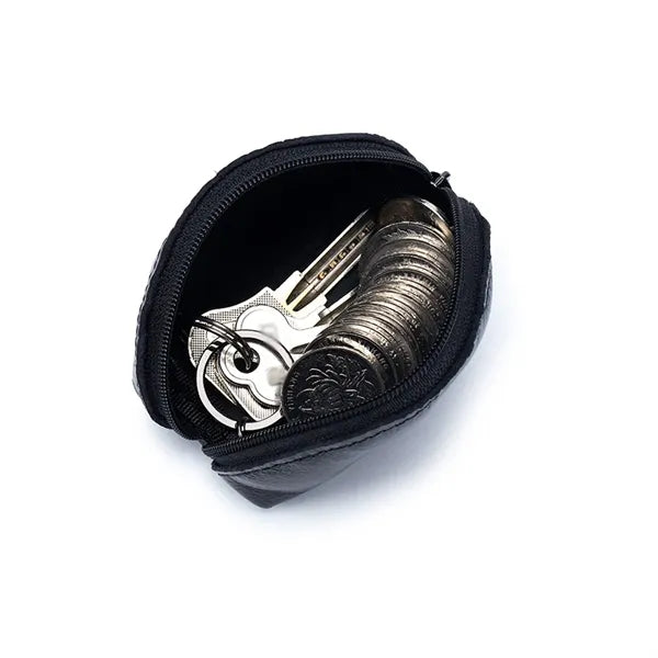 Oil Wax Leather Durable Lightweight Mini Zipper Coin Purse