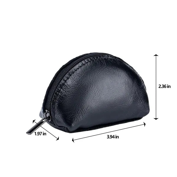 Oil Wax Leather Durable Lightweight Mini Zipper Coin Purse