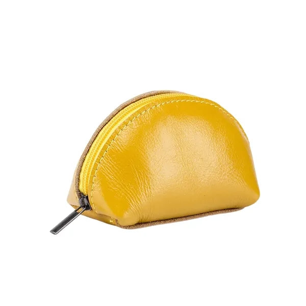 Oil Wax Leather Durable Lightweight Mini Zipper Coin Purse