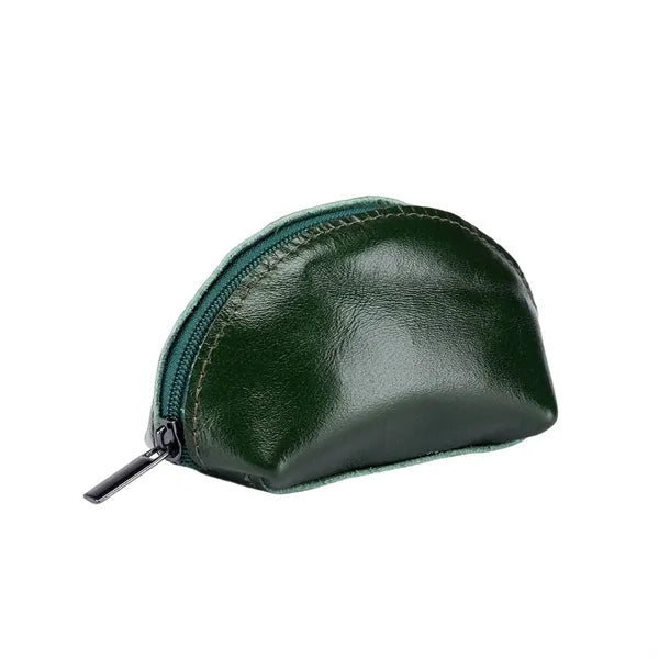Oil Wax Leather Durable Lightweight Mini Zipper Coin Purse