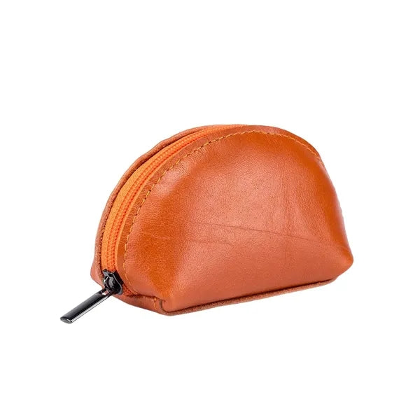 Oil Wax Leather Durable Lightweight Mini Zipper Coin Purse