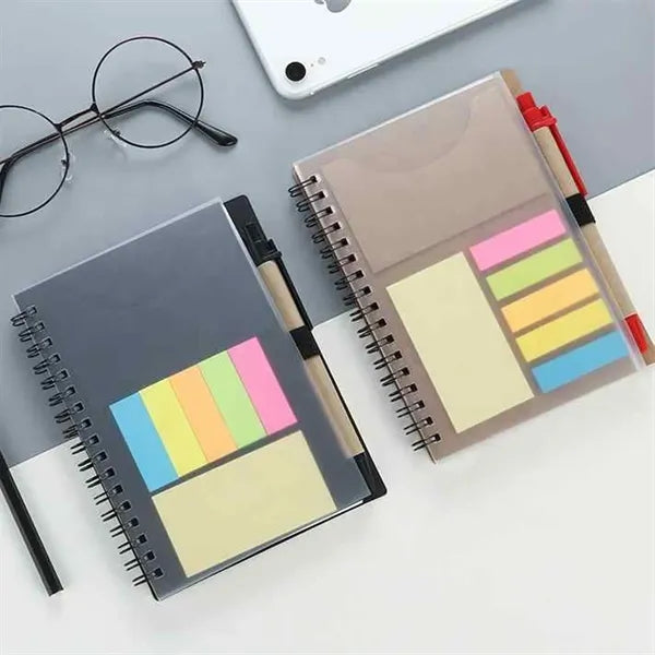 Spiral Binding Sticky Notes Notebook w/ Pen Holder