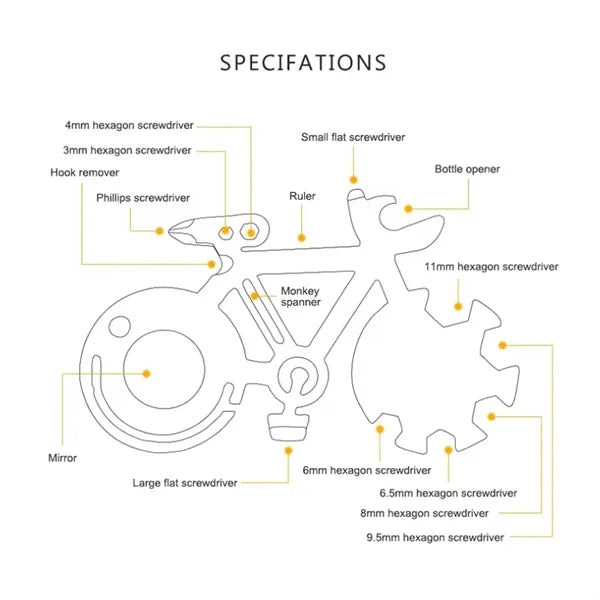 Bike Shaped Multi Functional Tool w/ Mirror