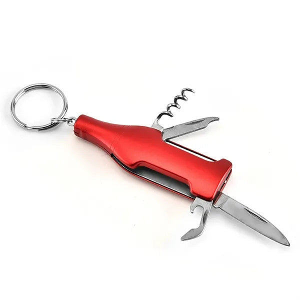 4 in 1 Stainless Steel Bottle Shape Multi Function Key Chain