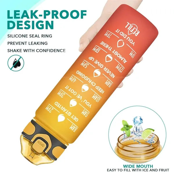 32oz BPA Free Wide Mouth Sports Water Bottle w/ Time Markers
