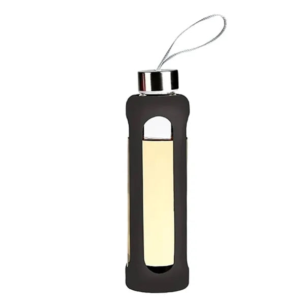 19oz Portable Silicone Sleeve Glass Sports Water Bottle