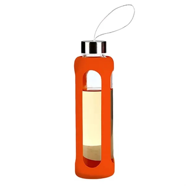 19oz Portable Silicone Sleeve Glass Sports Water Bottle
