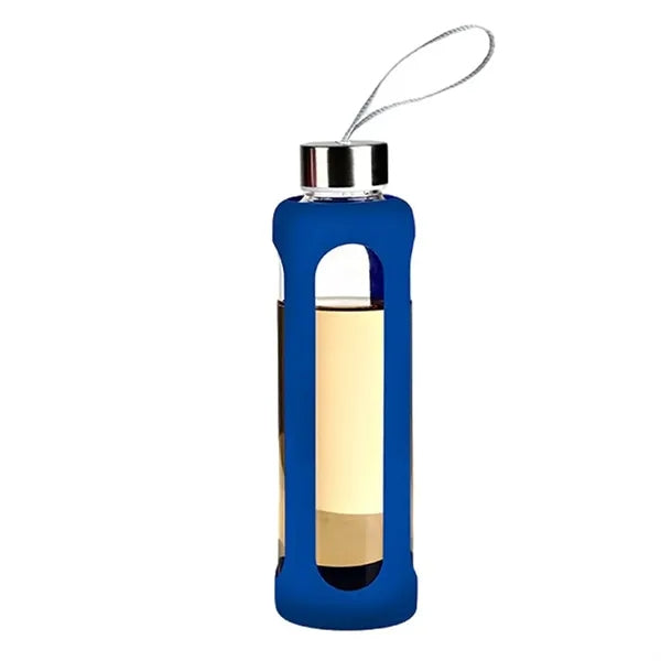 19oz Portable Silicone Sleeve Glass Sports Water Bottle