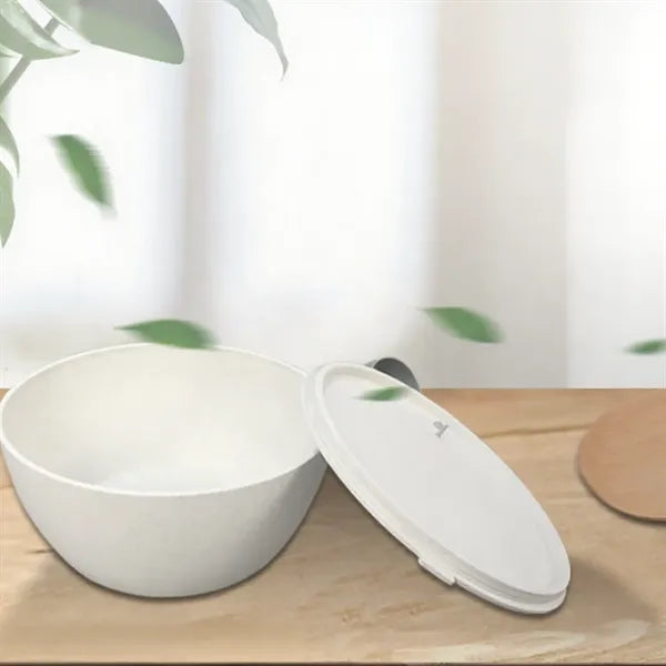 25oz Leakproof Lid Wheat Straw Round Salad Bowl