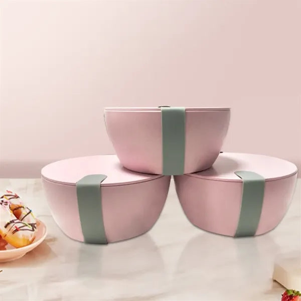25oz Leakproof Lid Wheat Straw Round Salad Bowl