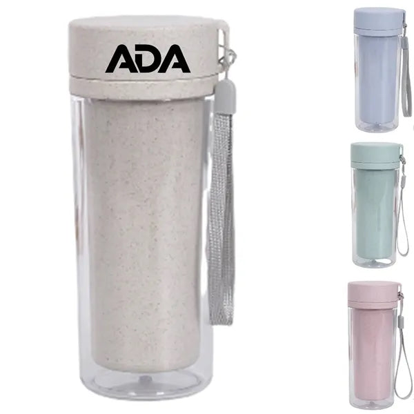 14oz Double Layer Wheat Straw Water Bottle
