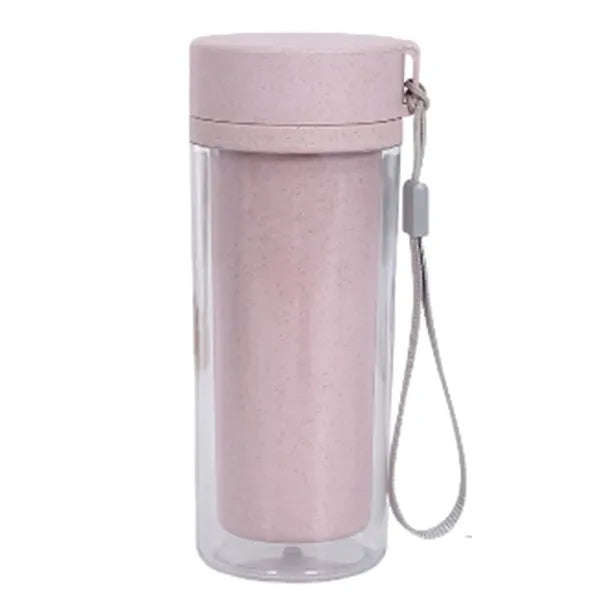 14oz Double Layer Wheat Straw Water Bottle