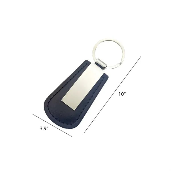 Classic Rectangular PU Leather Keychain