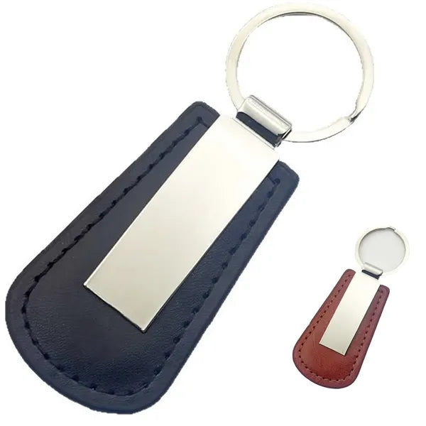 Classic Rectangular PU Leather Keychain