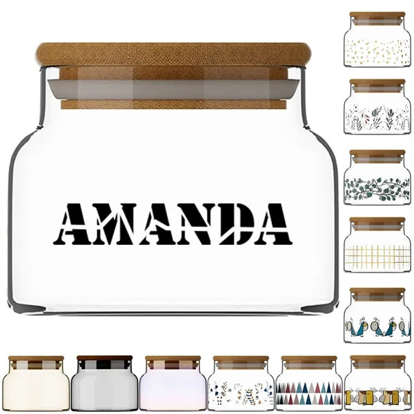 8oz Bamboo Lid Clear Glass Storage Jar