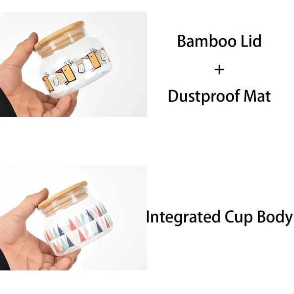 8oz Bamboo Lid Clear Glass Storage Jar