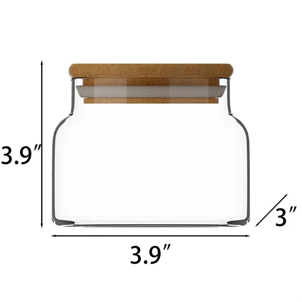 8oz Bamboo Lid Clear Glass Storage Jar