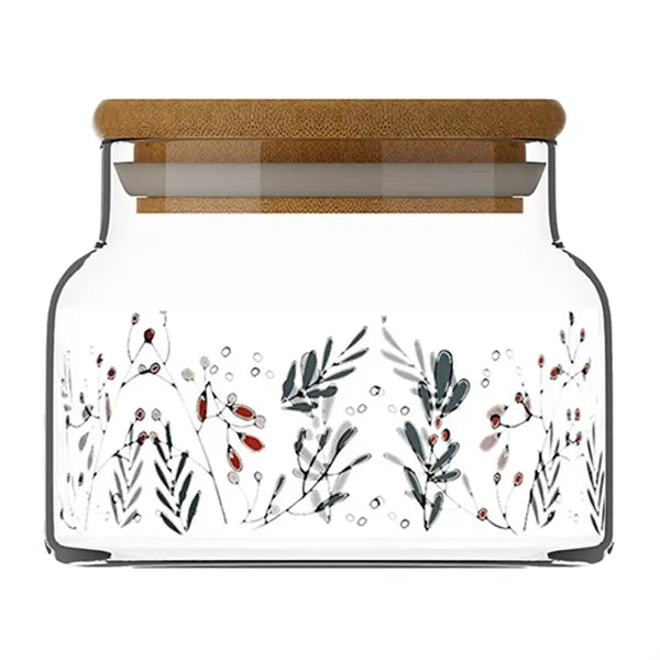 8oz Bamboo Lid Clear Glass Storage Jar
